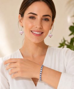 Tennis Bracelet in 316 Stainless Steel with White & Blue Zirconia – Made in Thailand
