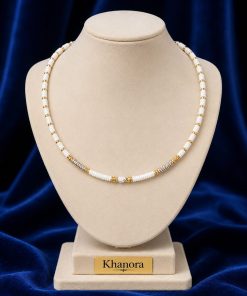 White Spinel & Stainless Steel Choker Necklace – 35 cm