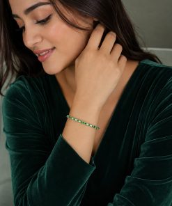 Stainless Steel 316 Tennis Bracelet with Brilliant Green Zircon Stones