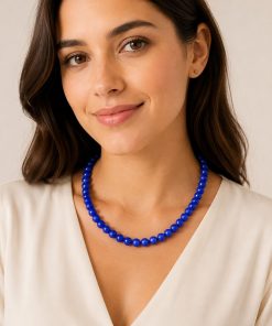 Handcrafted Blue Agate Necklace – 45 cm