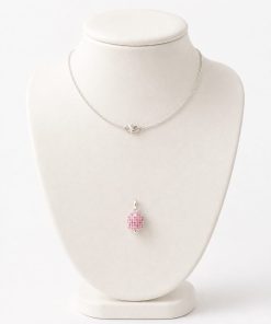 Elegant Necklace with Pink Bell-Shaped Pendant