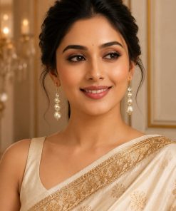 ✨ Khanora Handmade Freshwater Pearl Earrings – 6 cm