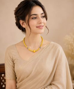 Handcrafted Yellow Topaz Necklace with Musical Details – 45 cm