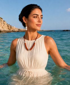 Handcrafted Sunstone Necklace with Elephant Symbols – 45 cm 🐘💎