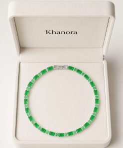 ✨ Unisex Stainless Steel Tennis Bracelet with Green Zirconia – 18/19 cm ✨