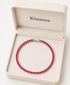 ✨ Unisex Stainless Steel Tennis Bracelet with Red Zirconia – 18/19 cm ✨