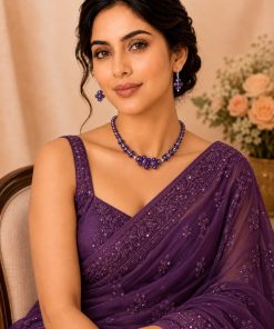 Handmade Amethyst-Colour Glass Jewellery Set