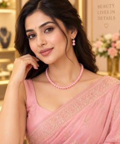 Handmade Rose Quartz Necklace 48 cm – Stainless Steel Details