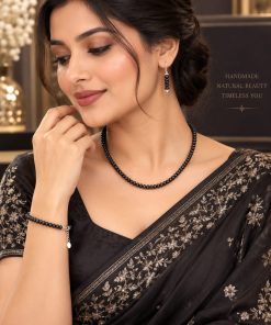 Handmade Black Sapphire Jewelry Set – Necklace, Bracelet & Earrings
