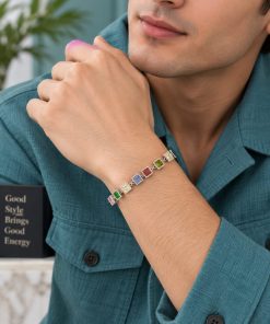 Elegant Multicolor Zircon Stainless Steel Bracelet