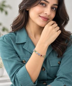 Elegant Multicolor Zircon Stainless Steel Bracelet