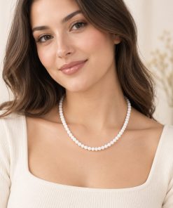 Unisex Handmade White Agate Necklace – 45 cm