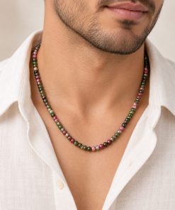 Unisex Handmade Multicolor Tourmaline Necklace – 45 cm