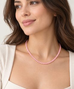 Unisex Handmade Rose Quartz Necklace – 45 cm