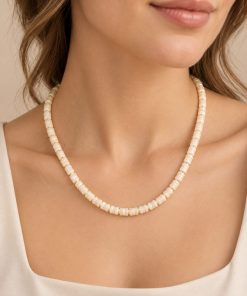 Elegant Double-Strand White Spinel Necklace with Stainless Steel Details