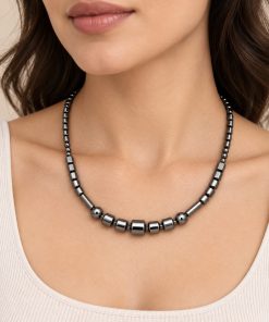 Elegant Hematite Necklace with Stainless Steel Clasp – 48 cm
