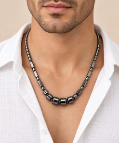 Elegant Hematite Necklace with Stainless Steel Clasp – 48 cm
