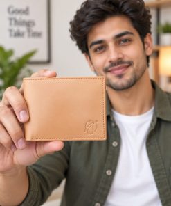 JAHASMA Genuine Leather Men’s Wallet – Camel Colour | Velvet Inner Lining | 6 Card Pockets & 3 Large Compartments