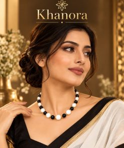 Elegant Black Spinel & White Agate Necklace