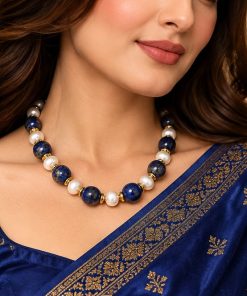 Elegant Lapis Lazuli & Freshwater Pearl Necklace