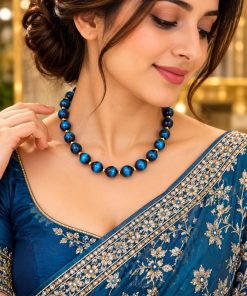 Blue Tiger Eye Gemstone Necklace KHANORA – Luxury, Elegance & Timeless Beauty